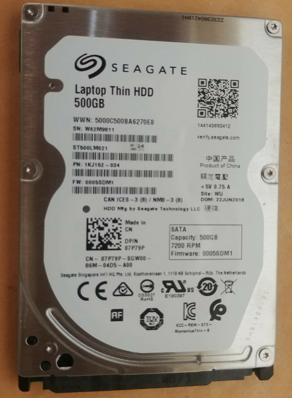 2.5in SATA 500GB SATA 6Gb/s Laptop Thin HDD Drive ST500LM021 TESTED